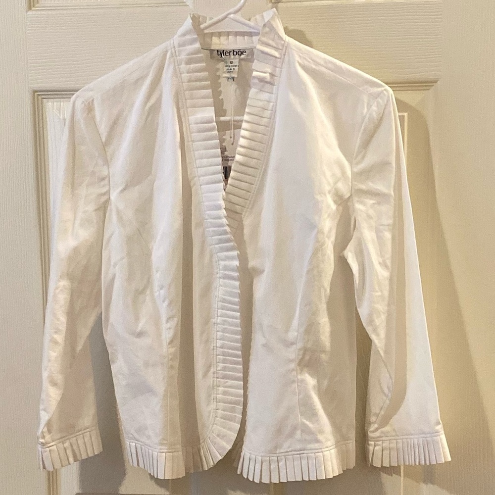 Tyler Boe White Ruffle Trim Jacket NWT